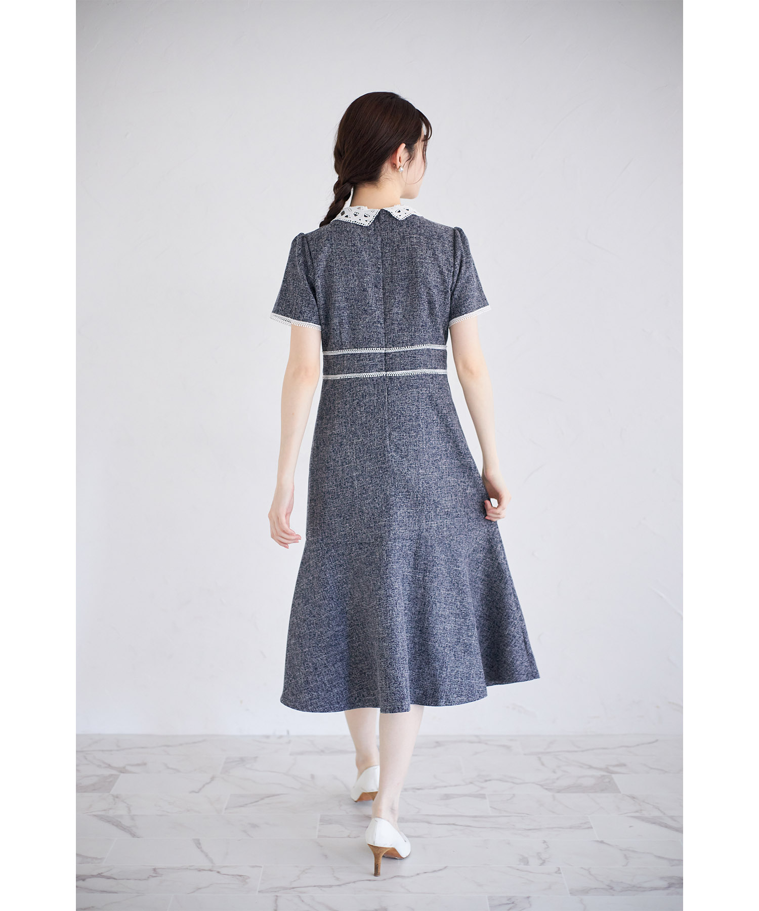 新品　２ＷＡＹレース襟付き配色サマーツイードワンピース トッコクローゼット tocco closet 2WAYレース襟付き配色サマー