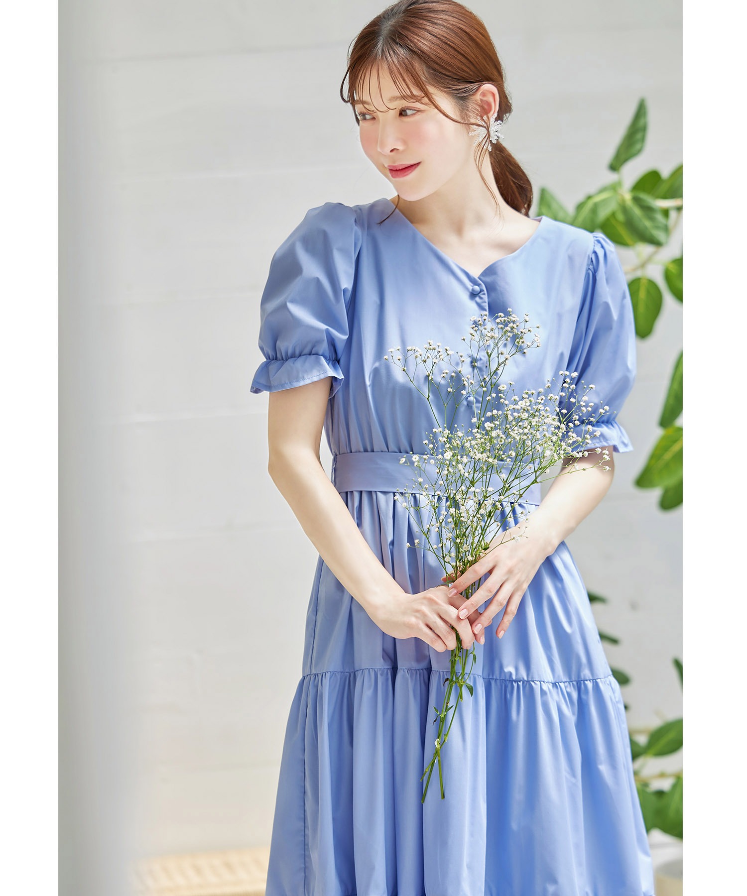 愛されヒロイン♪２ＷＡＹウエストリボン付きティアードワンピース　新品 愛されヒロイン♪2WAYウエストリボン付きティアードワンピース