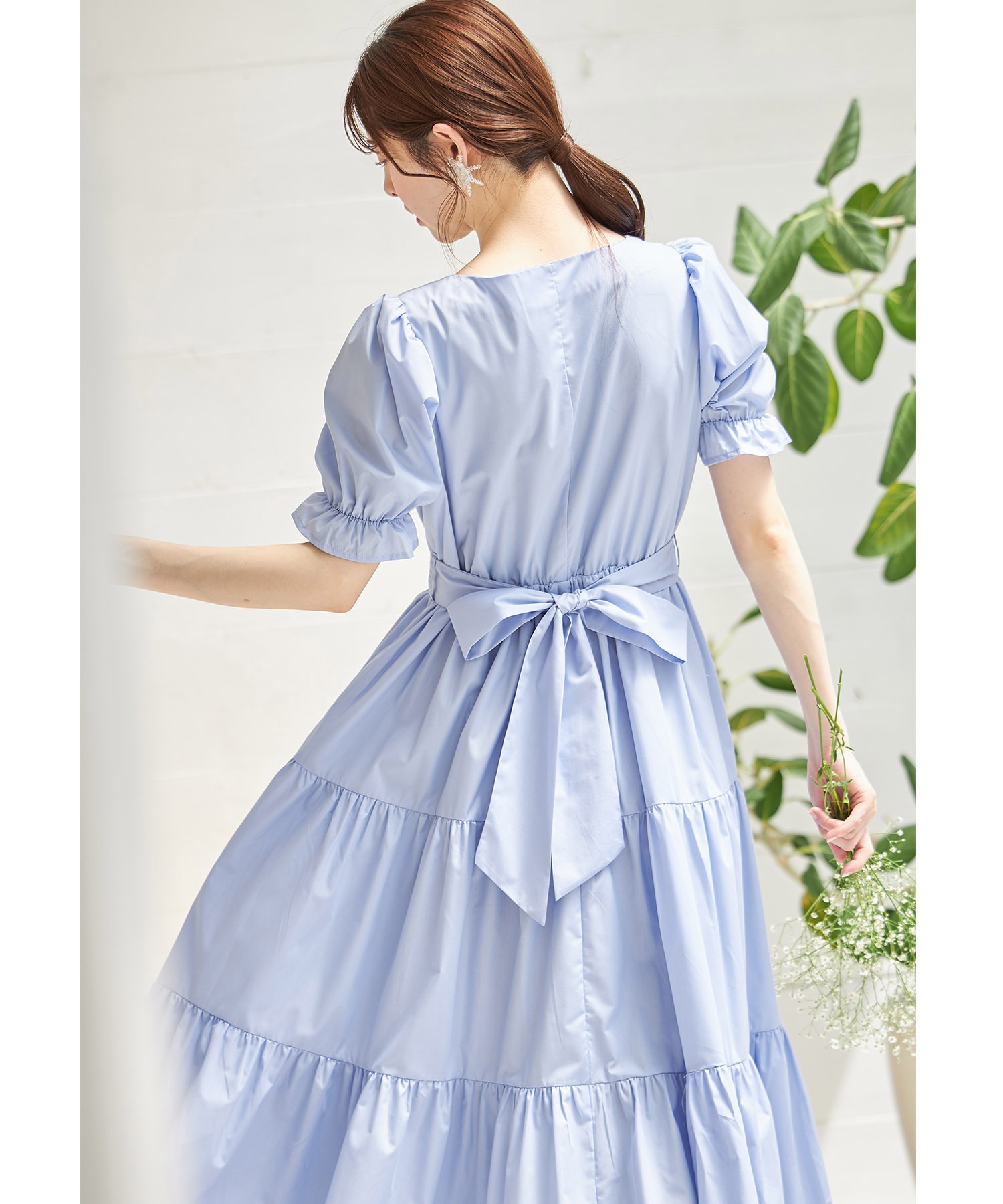 愛されヒロイン♪２ＷＡＹウエストリボン付きティアードワンピース　新品 愛されヒロイン♪2WAYウエストリボン付きティアードワンピース