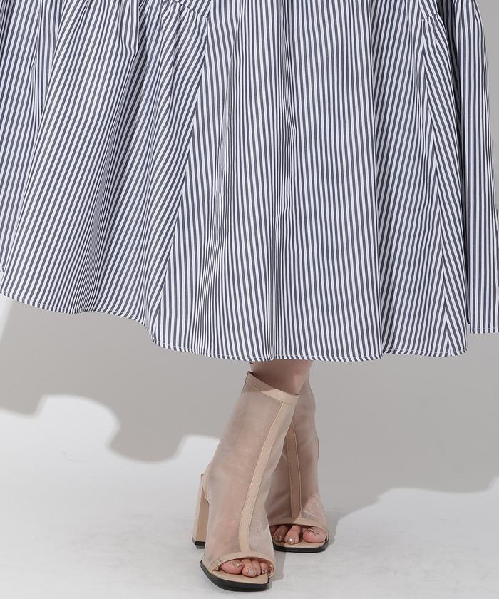 And Couture ストライプオフショルフリルワンピース ストライプオフショルフリルワンピース(506208129) | AND