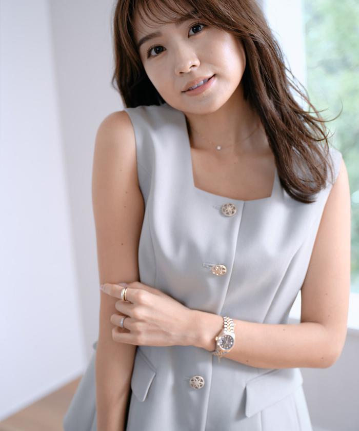セール】《曽田茉莉江コラボ》“涼しげ”華やぎジレブラウス