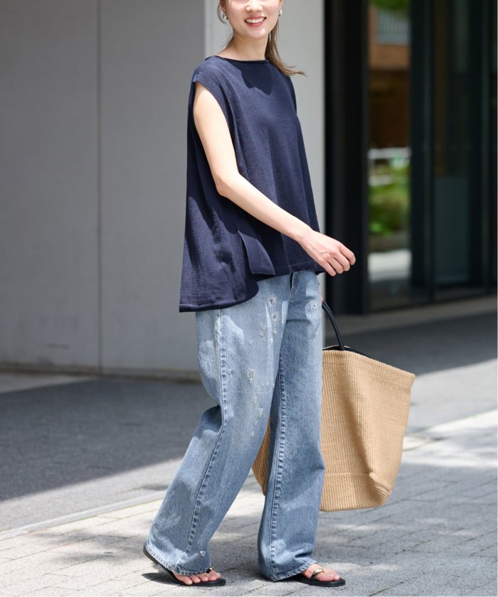 セール 30%OFF】麻混ノースリーブフレアプルオーバー(506212496