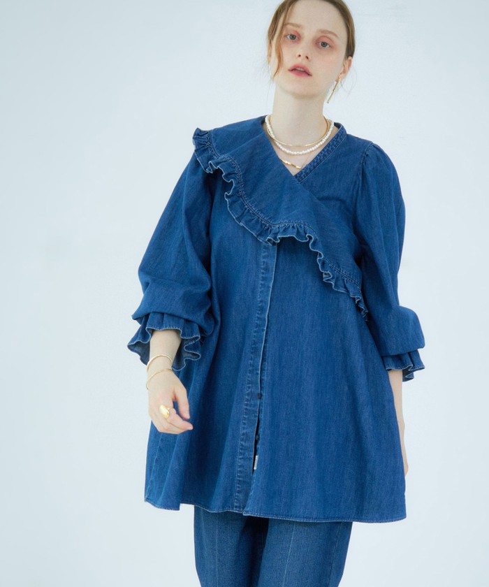 お待たせ! セール】【RM denim】ビッグカラー2WAYデニムブラウス(506206344 トップス