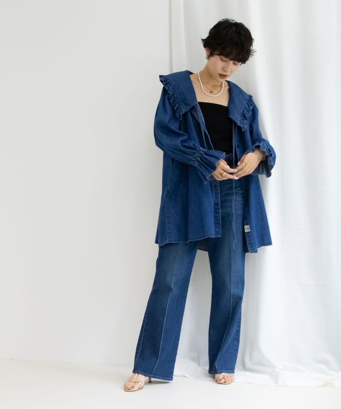 セール】【RM denim】ビッグカラー2WAYデニムブラウス(506206344