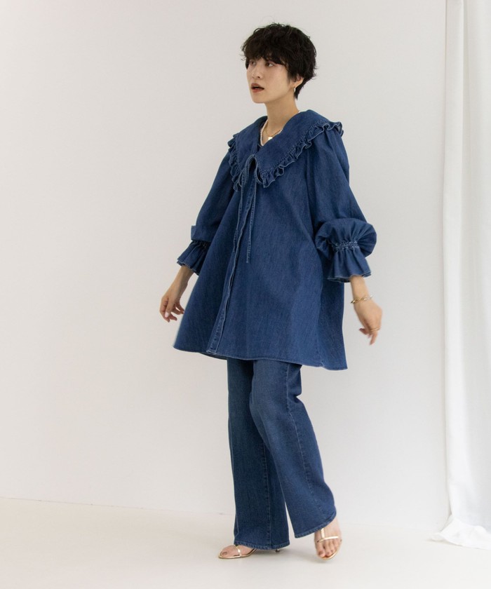リエミラー Rie Miller 【RM denim】ビッグカラー2WAYデニム