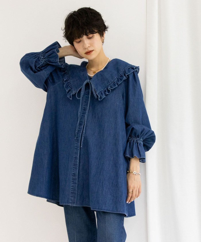 セール】【RM denim】ビッグカラー2WAYデニムブラウス(506206344
