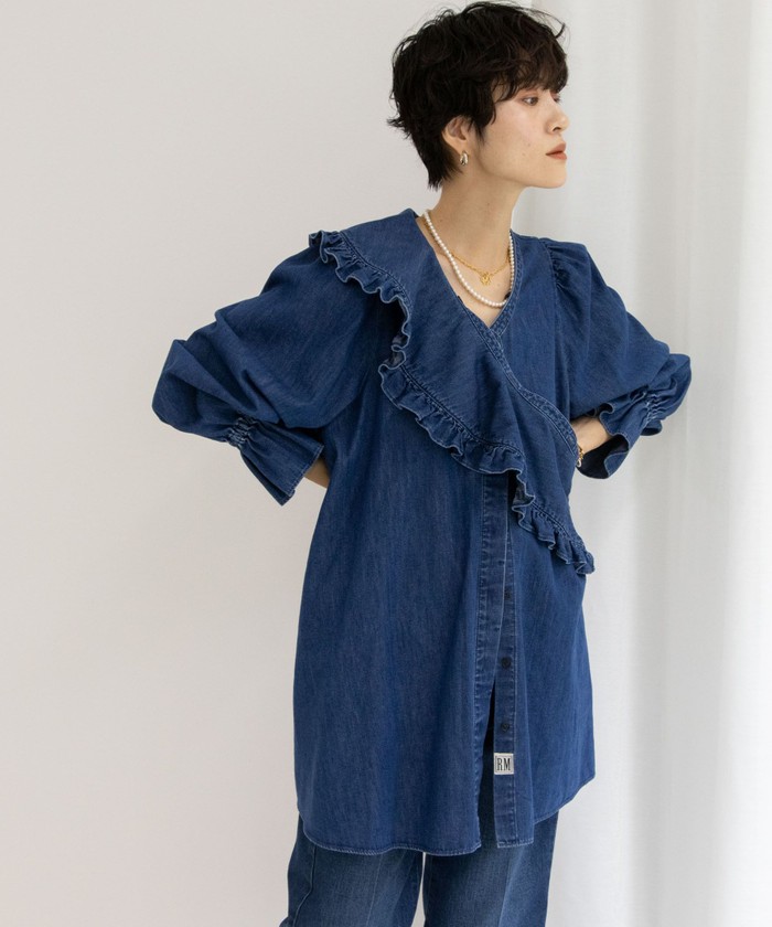 セール】【RM denim】ビッグカラー2WAYデニムブラウス(506206344