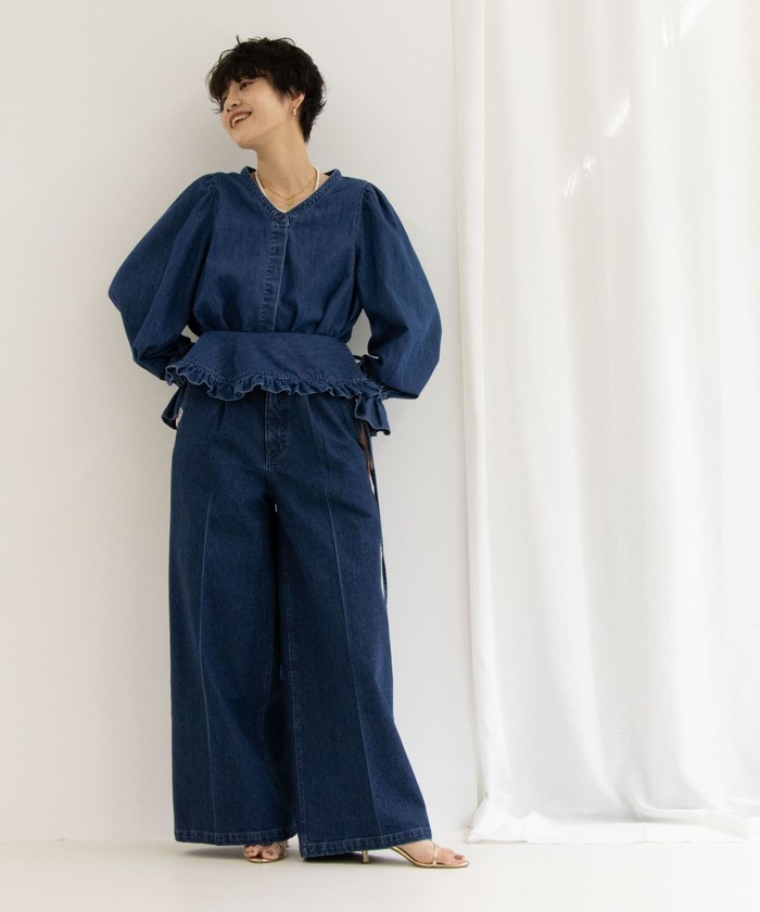セール】【RM denim】ビッグカラー2WAYデニムブラウス(506206344