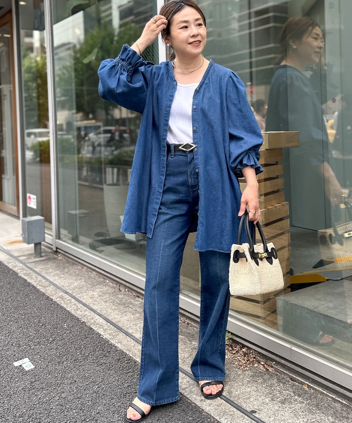 セール】【RM denim】ビッグカラー2WAYデニムブラウス(506206344