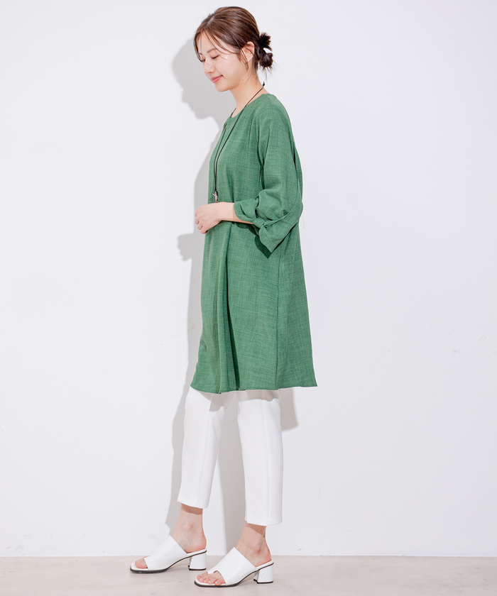 セール 50%OFF】袖リボンチュニックワンピース (506014609