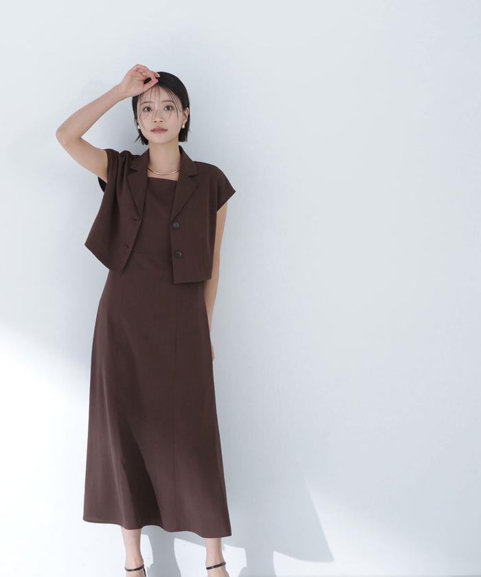 ナチュラルビューティーベーシック　ジャケット・ワンピースセット（Ｌ） ナチュラルビューティーベーシック NATURAL BEAUTY BASIC