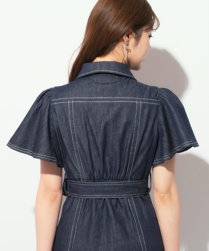 新品未使用 ウィルセレクション フロントボタンデニムフレア