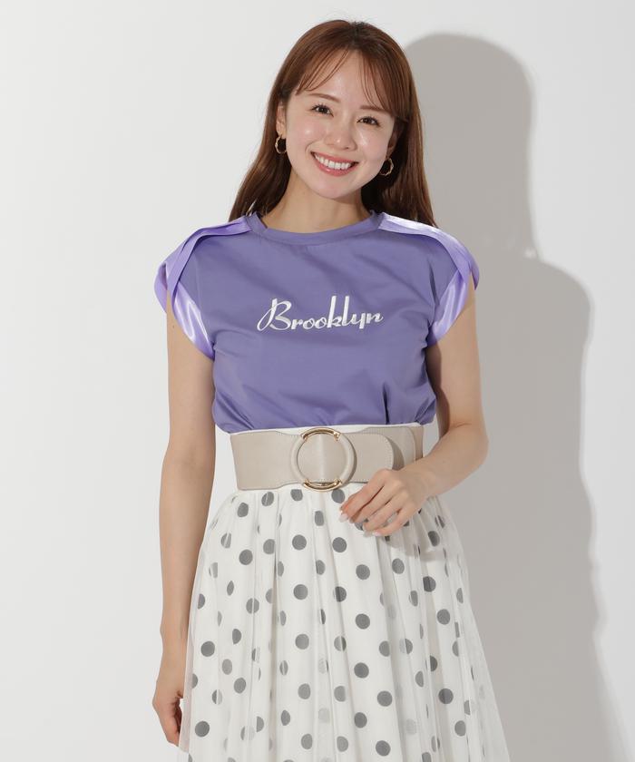 セール 50%OFF】ロゴ刺しゅう肩サテンテープTシャツ(506222809