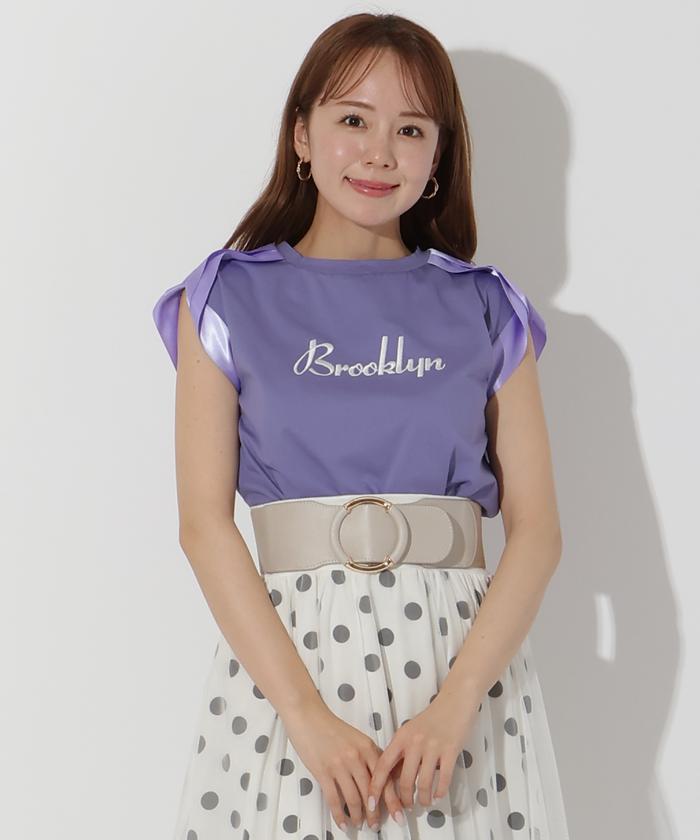セール 50%OFF】ロゴ刺しゅう肩サテンテープTシャツ(506222809