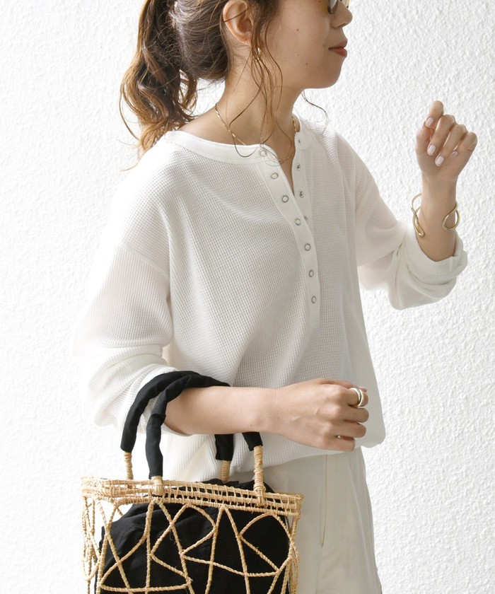 SHIPS for women / シップスウィメン SHIPS any:〈洗濯機可能〉ワッフル ヘンリーネック ラウンドヘム プルオーバー SHIPS any:〈洗濯機可能〉ワッフル ヘンリーネック ラウンドヘム