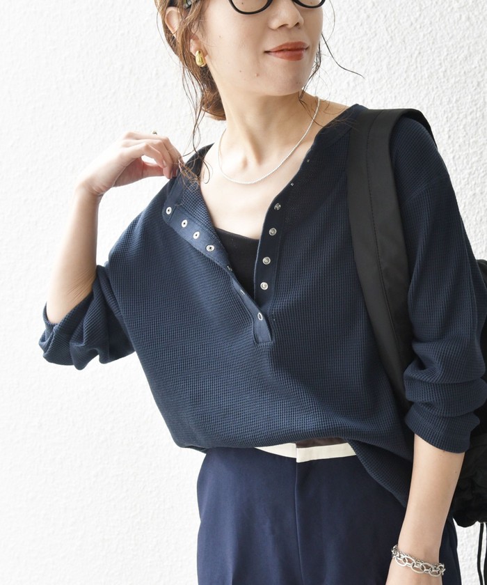 SHIPS for women / シップスウィメン SHIPS any:〈洗濯機可能〉ワッフル ヘンリーネック ラウンドヘム プルオーバー SHIPS any:〈洗濯機可能〉ワッフル ヘンリーネック ラウンドヘム