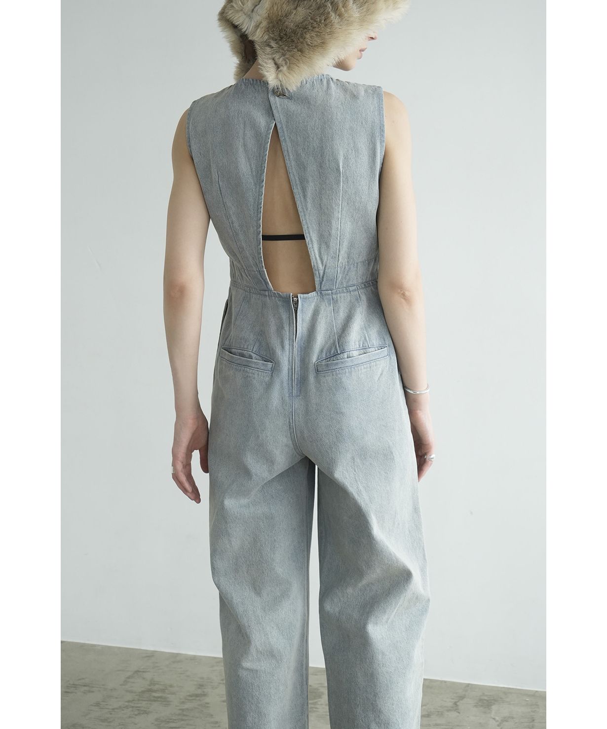 BACK OPEN DENIM ALL IN ONE(506227428) | クラネ(CLANE) - d BACK OPEN DENIM ALL IN ONE(506227428) | クラネ(CLANE) - d