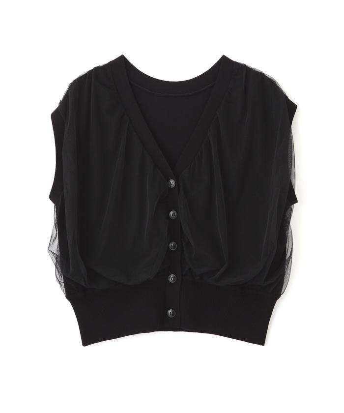 セール 20%OFF】前後2wayチュールレイヤードノースリーブニット
