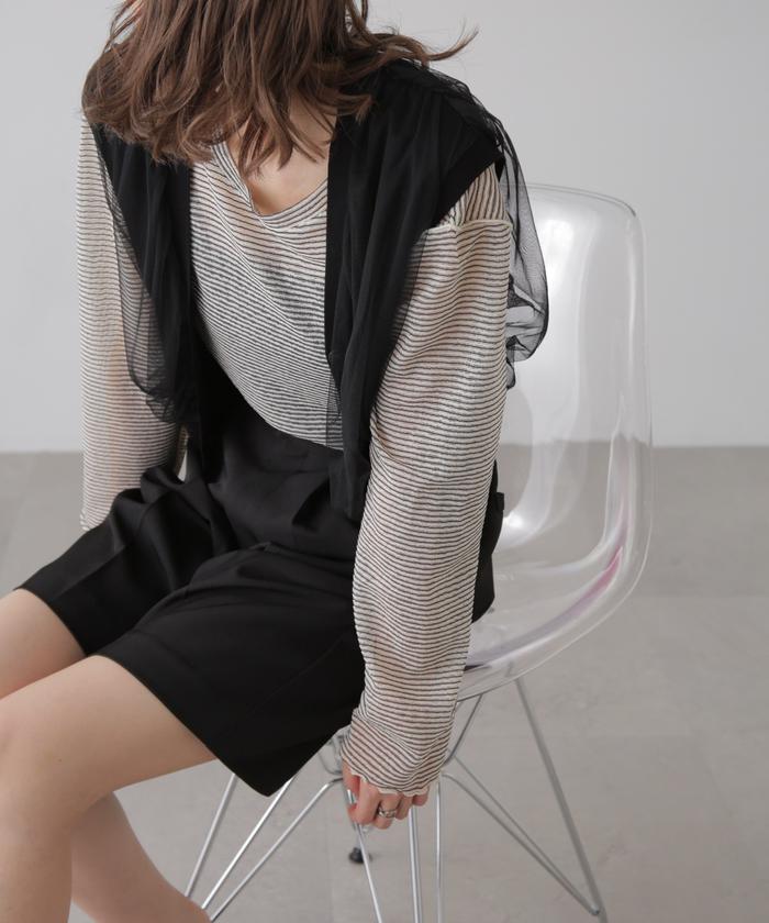 セール 20%OFF】前後2wayチュールレイヤードノースリーブニット