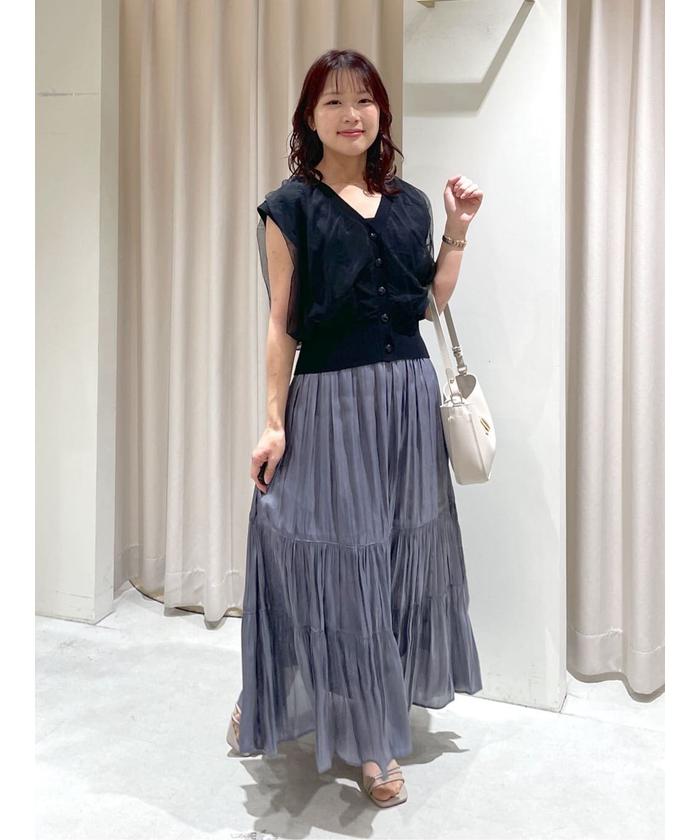 ニット セーター 前後２ＷＡＹチュールレイヤードノースリーブニット レディース セール 20%OFF】前後2wayチュールレイヤードノースリーブニット
