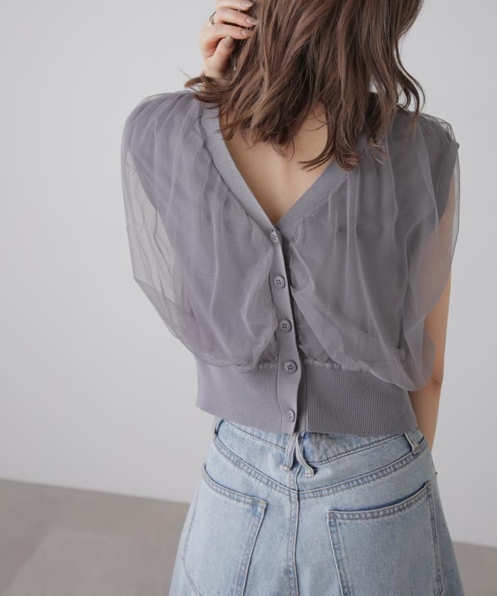 ニット セーター 前後２ＷＡＹチュールレイヤードノースリーブニット レディース セール 20%OFF】前後2wayチュールレイヤードノースリーブニット