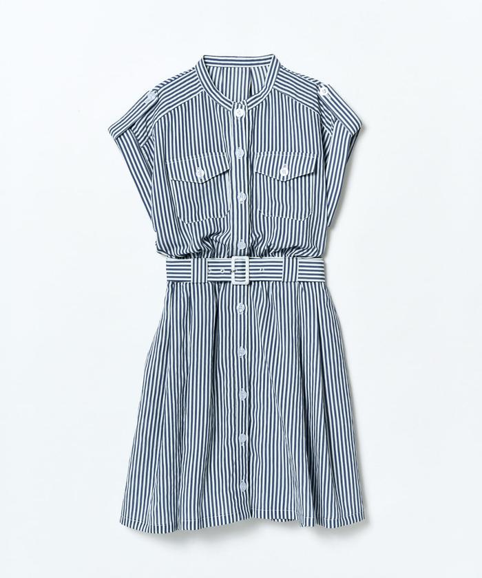 セール 40%OFF】ストライプシャツミニワンピース(506230078