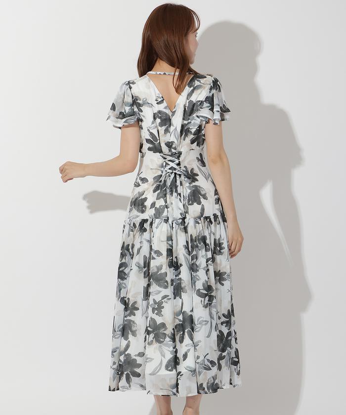 LEONARD カシュクールワンピース シルク100 フラワー LEONARD】花柄 ロング カシュクールワンピース JPタグ シルク100%