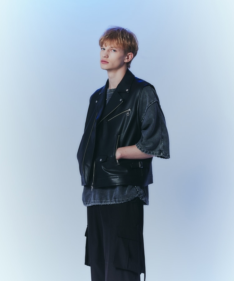 セール 60%OFF】シンセティックレザーダブルライダースベスト