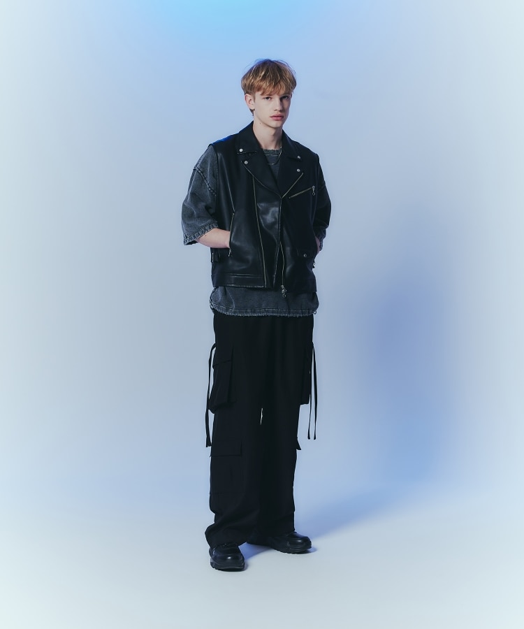 セール 60%OFF】シンセティックレザーダブルライダースベスト