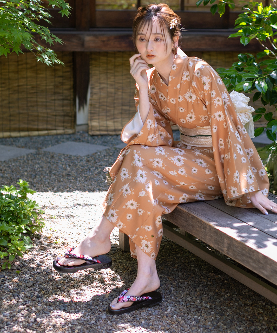 ひまわりデザイン 浴衣セット 3点セット WEB限定】 ひまわり浴衣3点セット（浴衣+半巾帯+着付け冊子