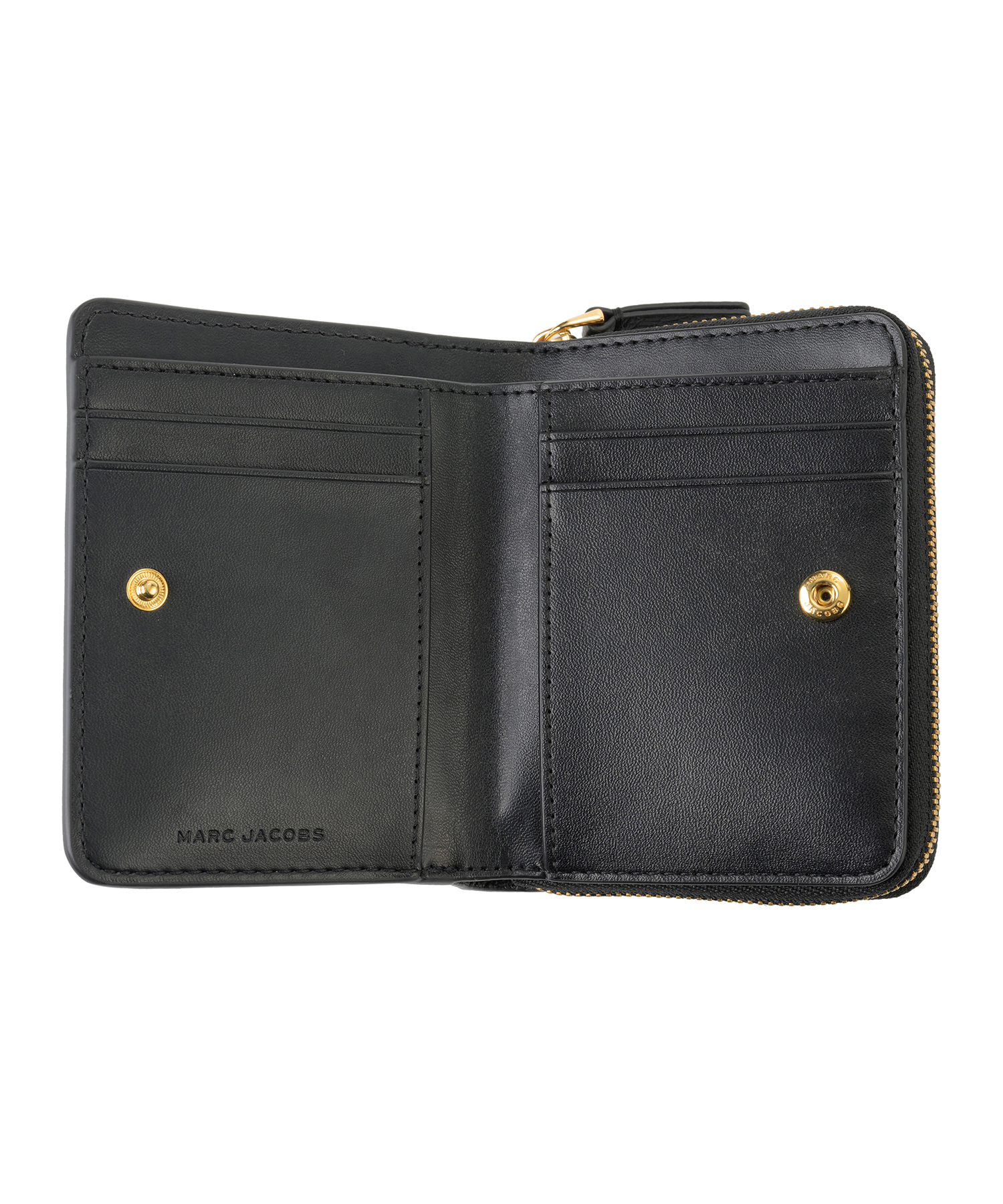 良品】MARK JACOBS 折り財布 レザー ブラック シボ革 L字ジップ
