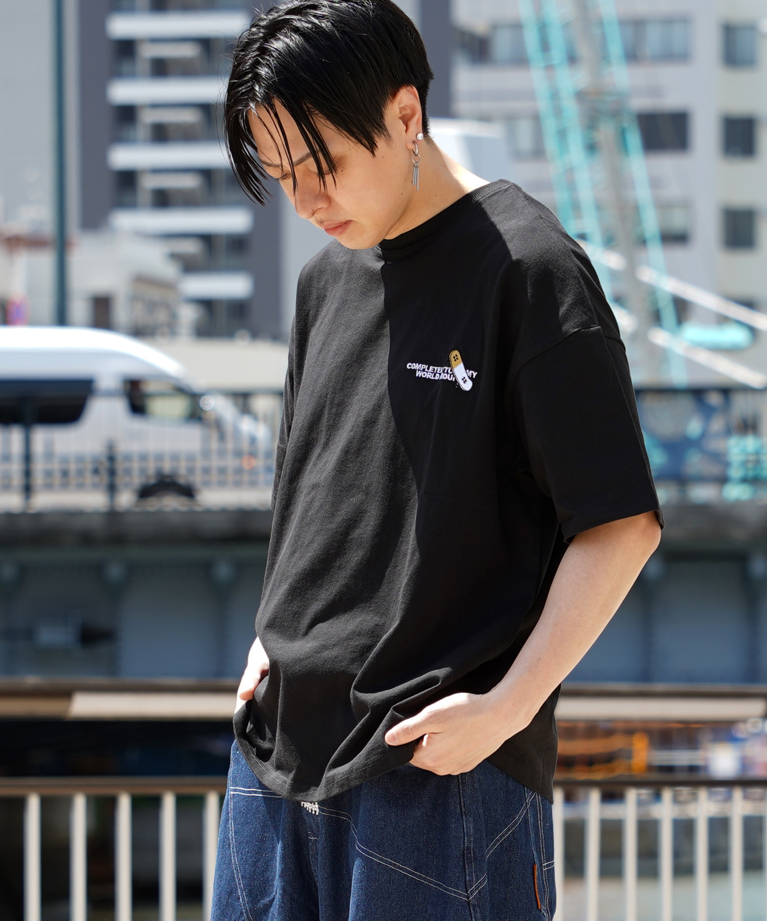 jumpone ヘキサシャツ サイズ46 ネイビー 新品未開封 SizeMAX】OBLO ハニカムメッシュスポーツロゴTシャツ【AOKI公式