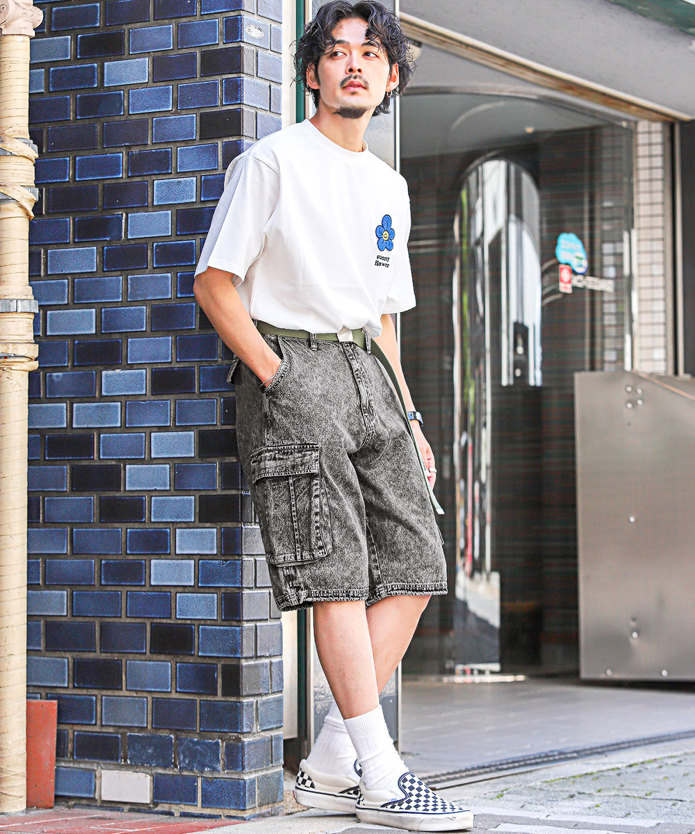 ラグスタイル LUXSTYLE ケミカルウォッシュカーゴハーフパンツ