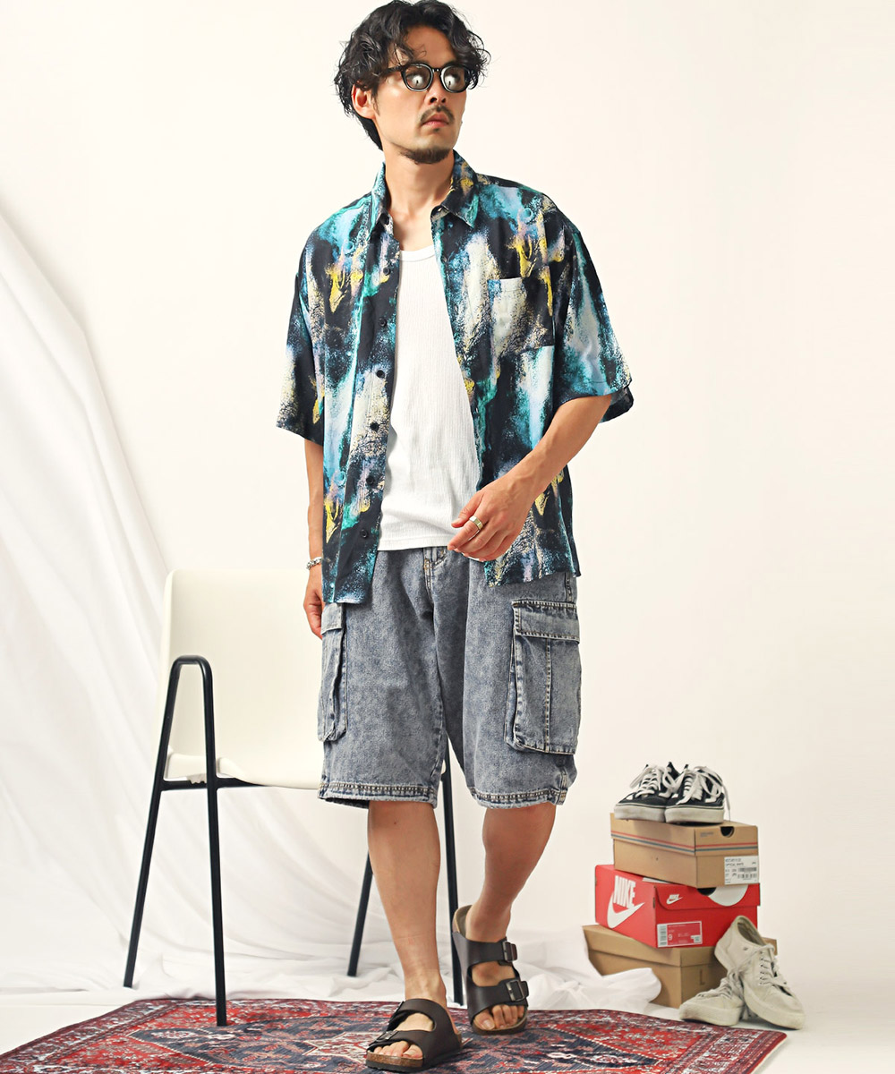 ラグスタイル LUXSTYLE ケミカルウォッシュカーゴハーフパンツ ラグスタイル LUXSTYLE ケミカルウォッシュカーゴハーフパンツ