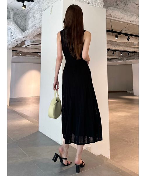 フロントボタンニットワンピース（マキシ丈/ロングワンピース
