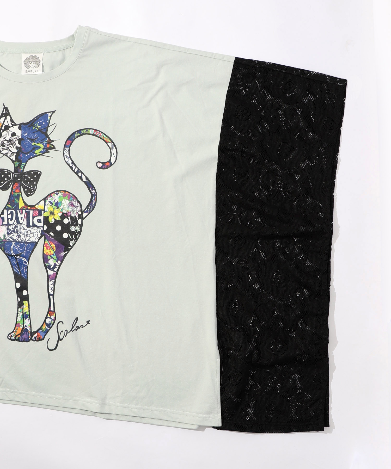 セール 50%OFF】スカラー ScoLar レース×POPネコ柄×メッシュ切替