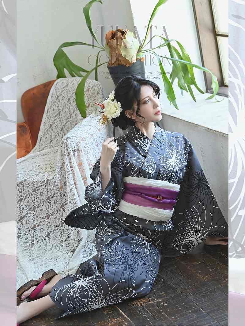 リューユ Rew-You 浴衣 彼岸花 花火 モノトーン ゆかた 黒浴衣 リューユ Rew-You 浴衣 彼岸花 花火 モノトーン ゆかた 黒浴衣