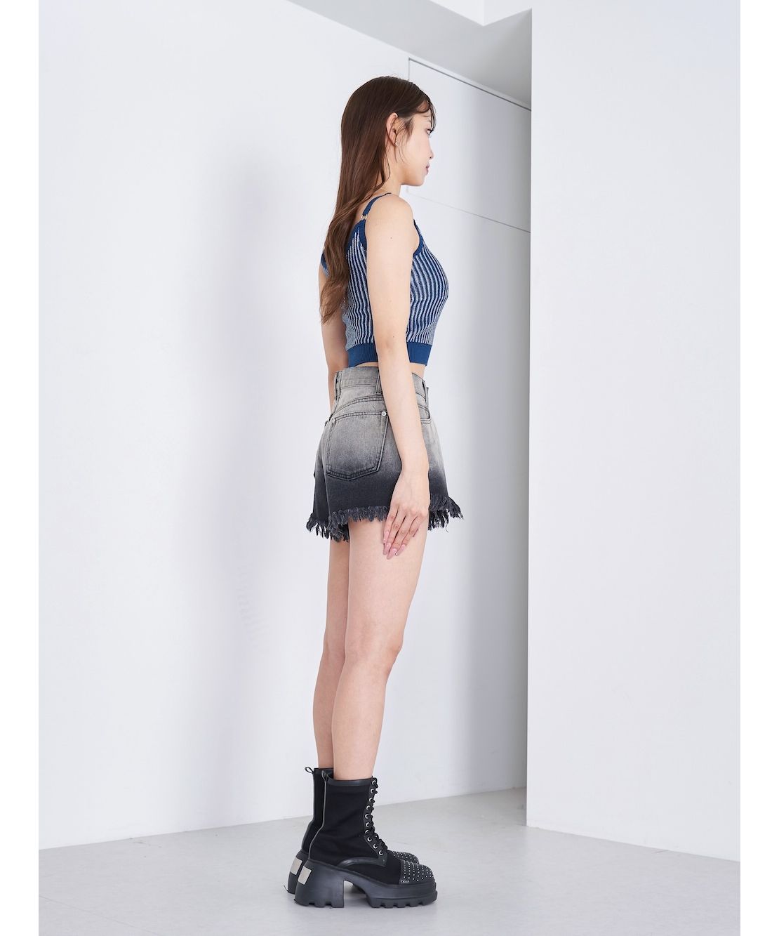 ダーリッチ Darich グラデーションダメージデニムショートパンツ