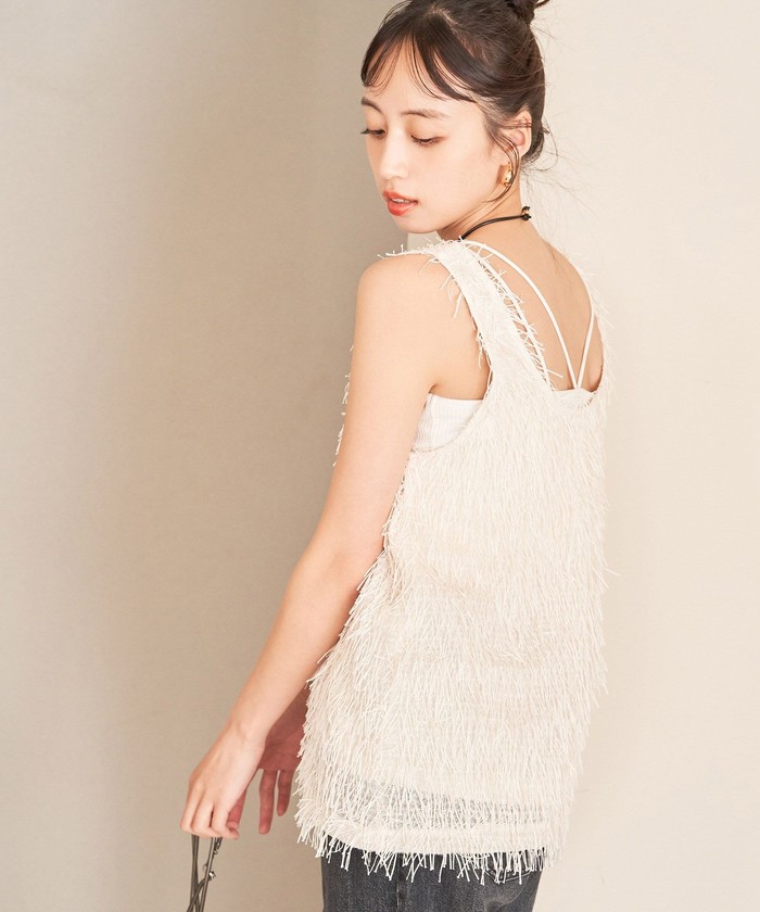 セール 50%OFF】フリンジノースリーブトップス(506249647