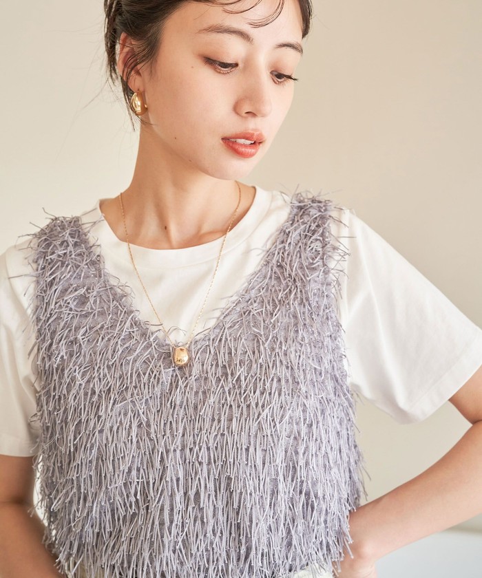 セール 50%OFF】フリンジノースリーブトップス(506249647