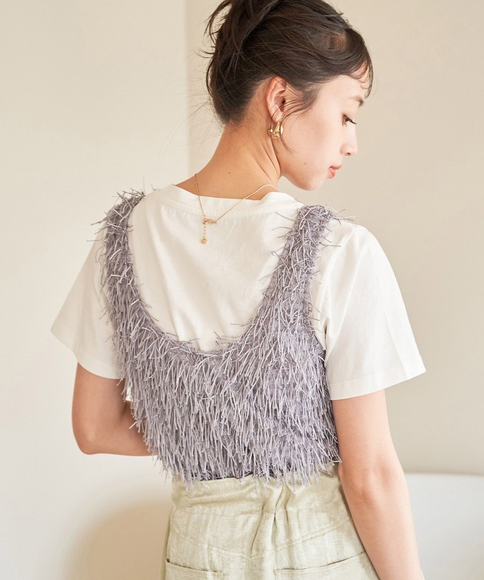 セール 50%OFF】フリンジノースリーブトップス(506249647