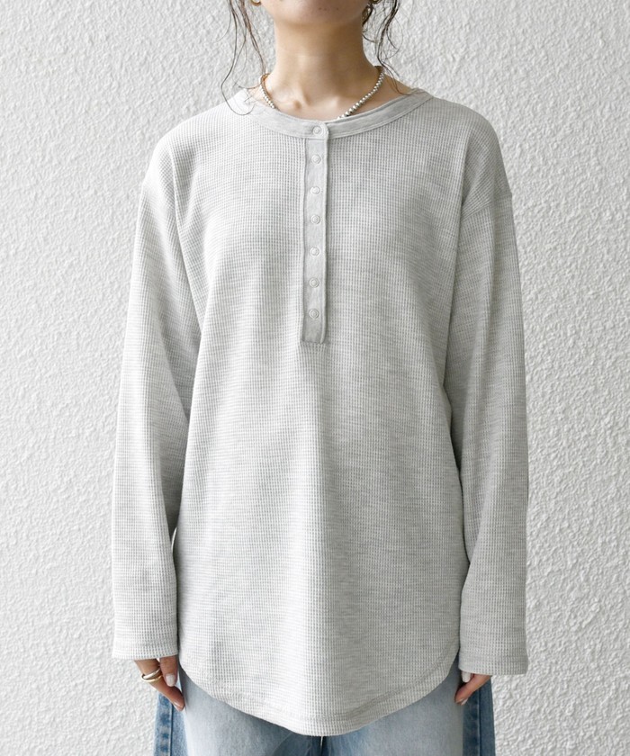 SHIPS for women / シップスウィメン SHIPS any:〈洗濯機可能〉ワッフル ヘンリーネック ラウンドヘム プルオーバー SHIPS｜SHIPS any:<洗濯機可能>ワッフル ヘンリーネック
