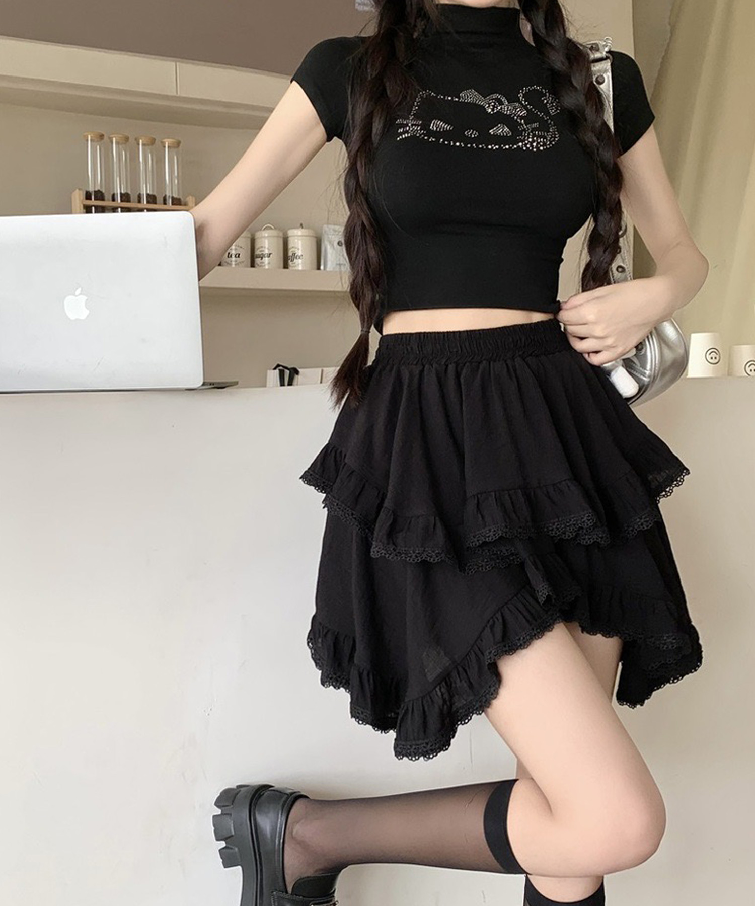 ☆韓国の人気☆【OPEN YY】☆ROLLED MINI DRES.S☆ ラストサマーセール！】韓国っぽドレス/ビスチェレイヤード