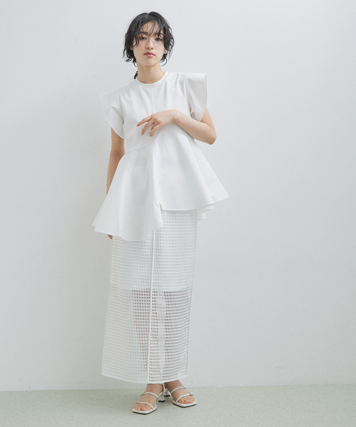 【再入荷・WEB限定・洗える】フリルペプラムカットソー ADAM ET ROPE' 【再入荷・WEB限定・洗える】フリルペプラム