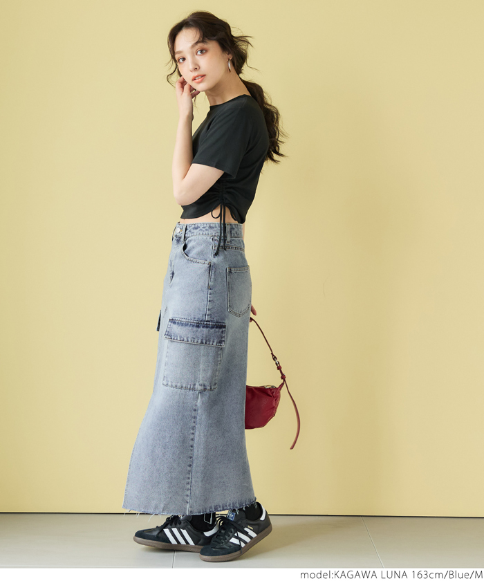 セール 46%OFF】センタースリットデニム カーゴスカート