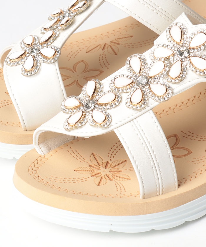 ANTEPRIMA シルバーフラットシューズ 花飾り付き　24cm アンテプリマ ANTEPRIMA ホットフィックスバレエシューズ