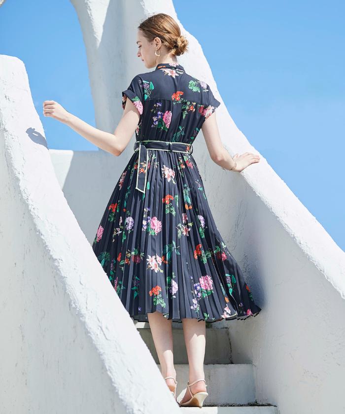 フラワープリントプリーツワンピース(506277347) | AND COUTURE