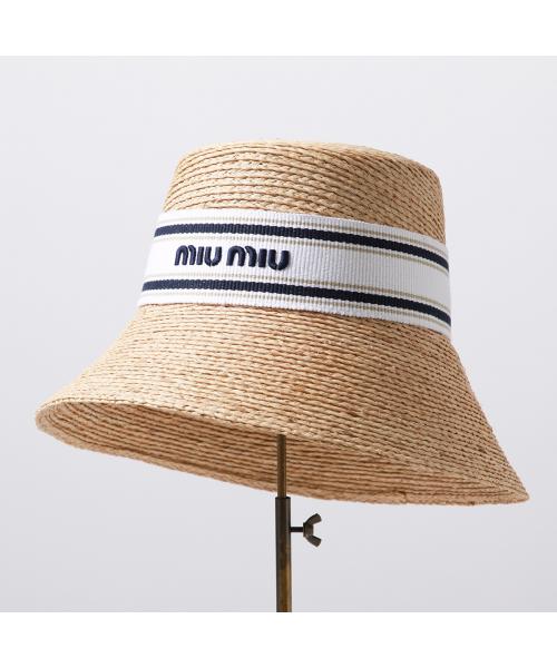 【MIUMIU】5H305 ロゴジャガード ラフィアハット MIUMIU】5H305 ロゴジャガード ラフィアハット
