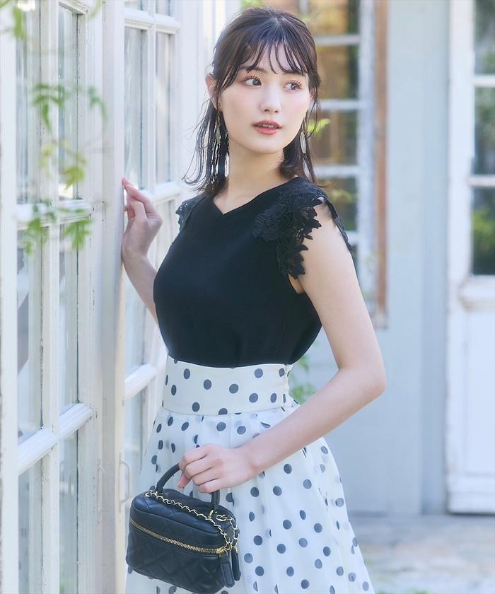 セール 30%OFF】シアードットボリュームフレアスカート