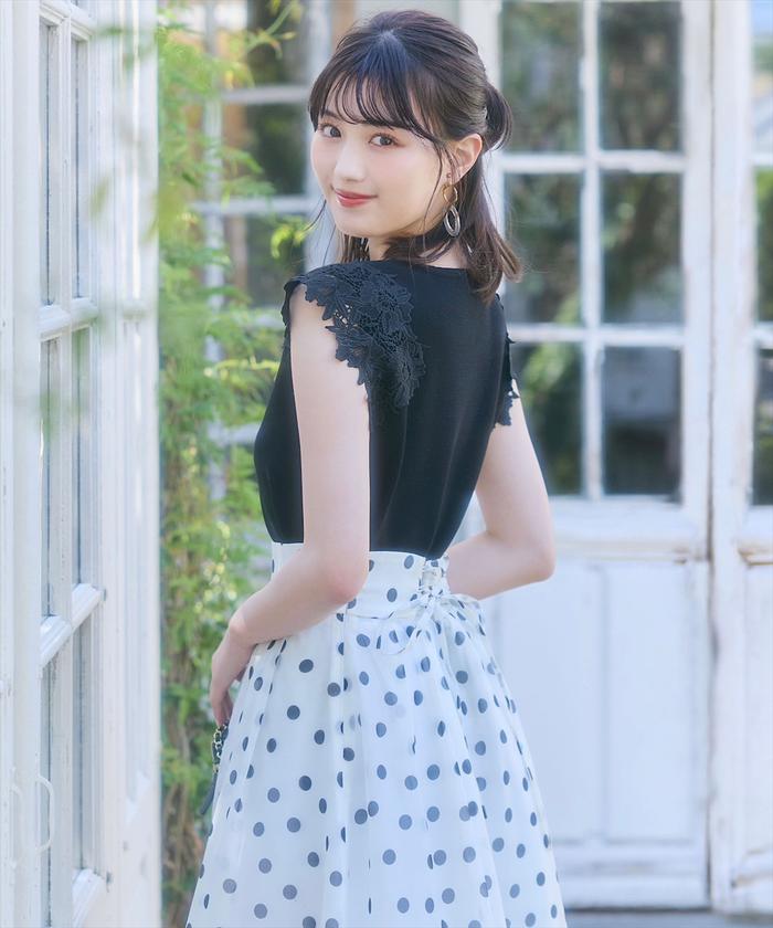 セール 30%OFF】シアードットボリュームフレアスカート